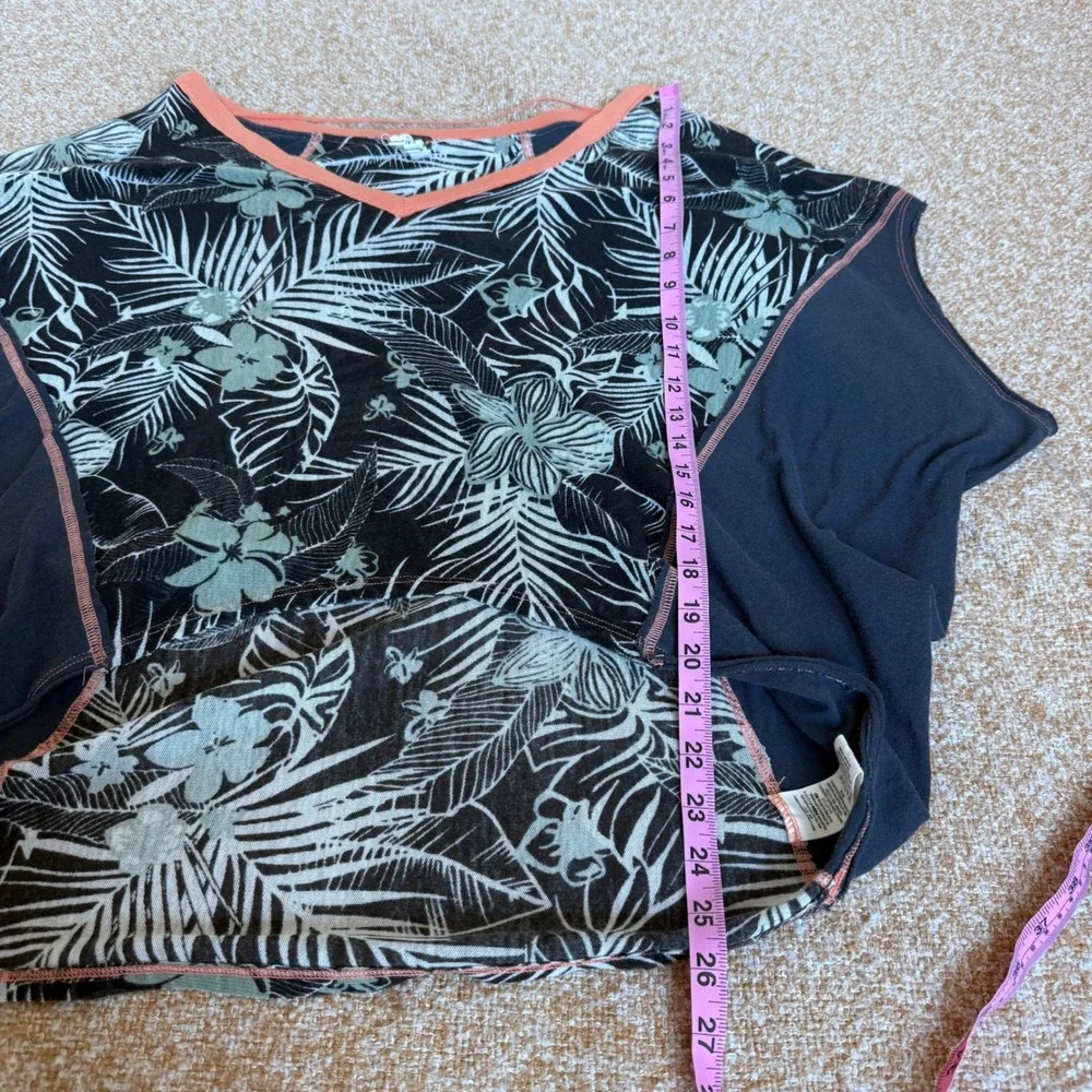 We The Free Free People Tropical Palm Print Dolman Mesh Top XS Boho Slouchy